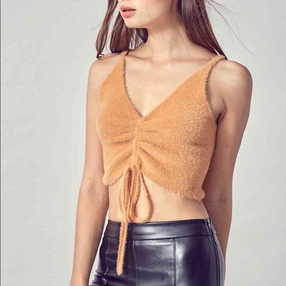 Fuzzy Drawstring Front Tank Top - Picture 3 of 5